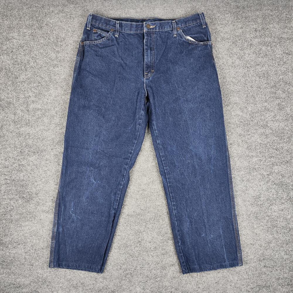 Dickies Jeans Mens 38x30 Blue Medium Wash Relaxed Straight Carpenter Denim Pants